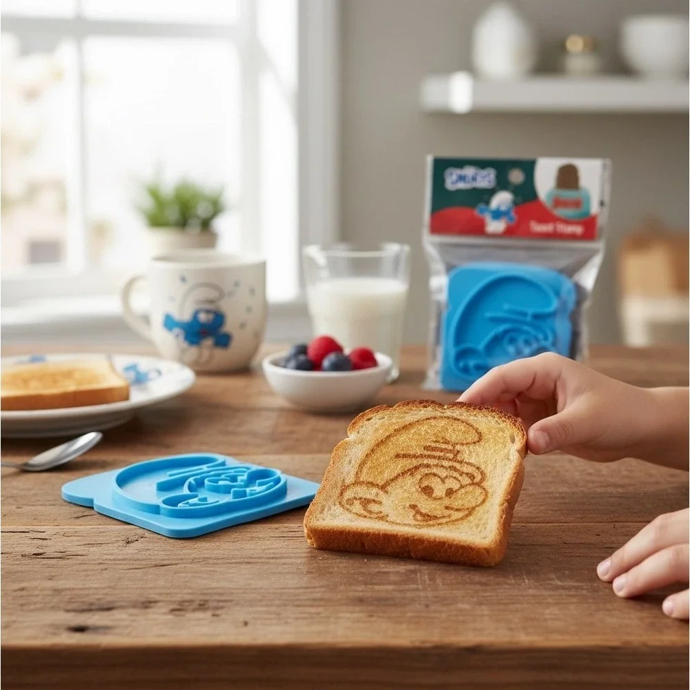 The Smurfs Reusable Snack Bags 2pk x2 and Toast Stamp Blue Retro School Lunch